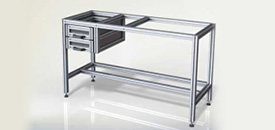 workbench with draws by kjn aluminium profile via cad design on solidworks model