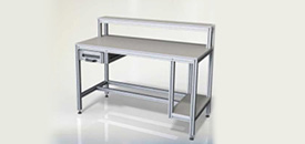 workbench with drawer & shelf by kjn aluminium profile via cad design on solidworks 3d model